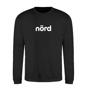 Sweatshirt: Ord – nörd (svart eller grå)