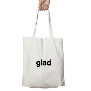 Tygväska: Ord – glad (flera färger)
