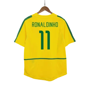 RONALDINHO #11 Brasilien Hemmatröja 2002/03 Retro Tröja
 Gul